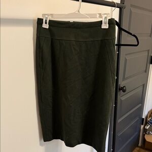 Joan Vass Dark Olive Green Pencil Skirt